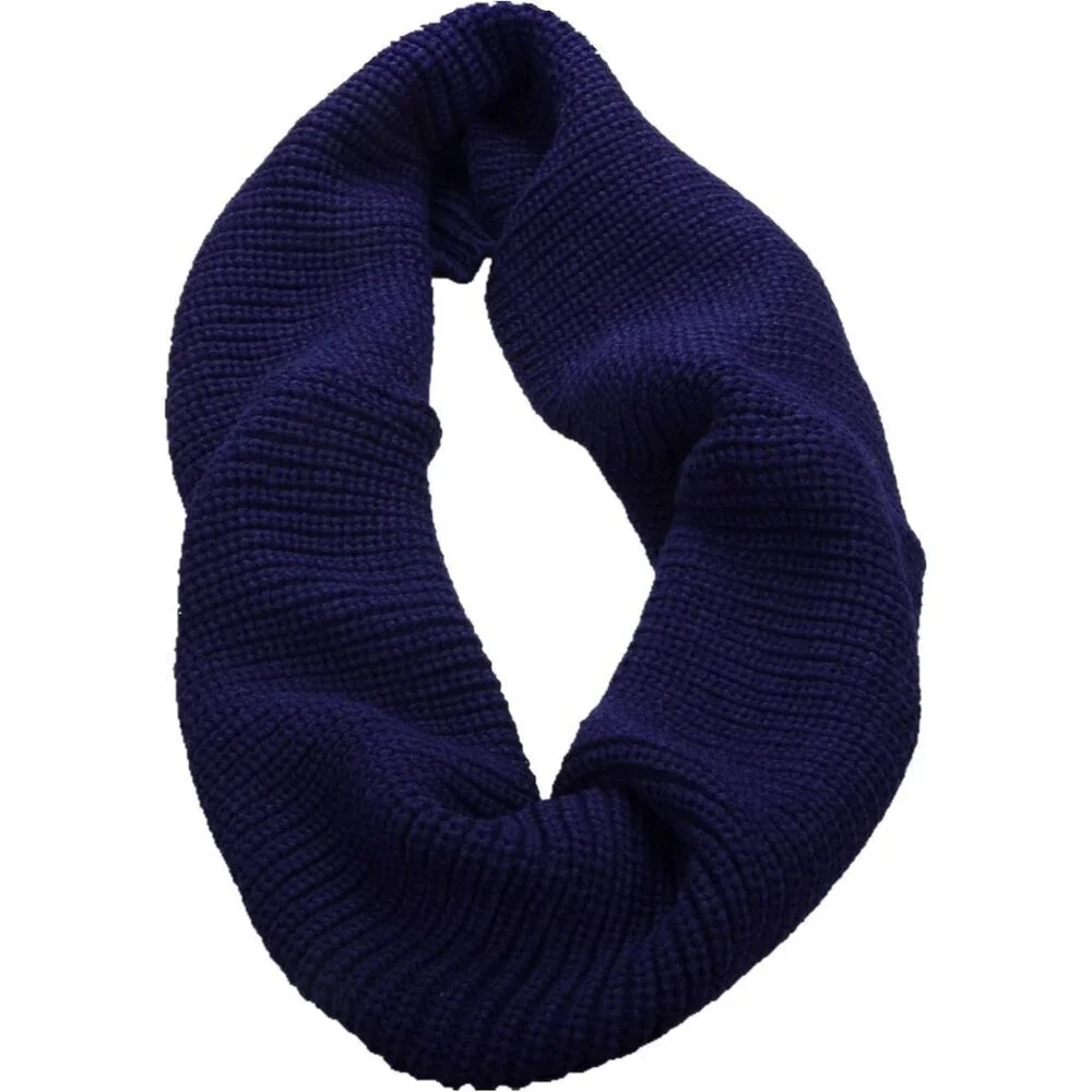 Women's Navy Blue Thick Ribbed Knit Winter Infinity Circle Loop Scarf